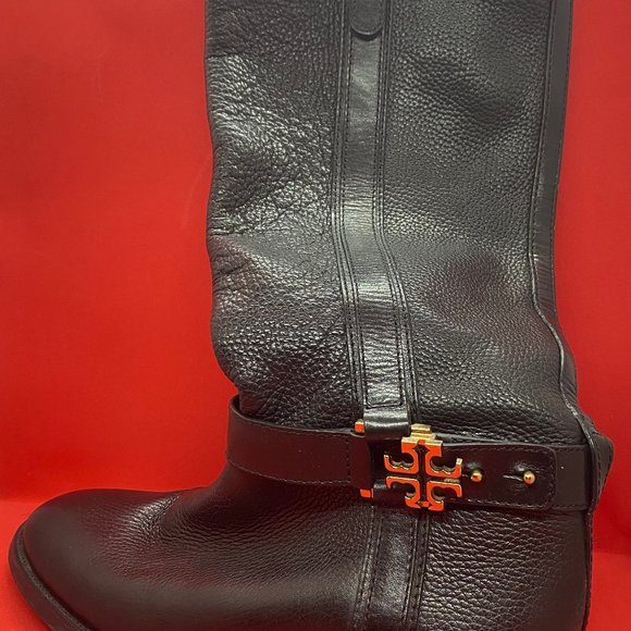Tory Burch Black Leather Boots Size 10.5 M - Picture 2 of 5